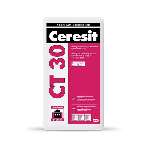 Ceresit CT 30 Минеральная декоративная штукатурка фактура "Мюнхенская", зерно 3,5 мм, 25 кг