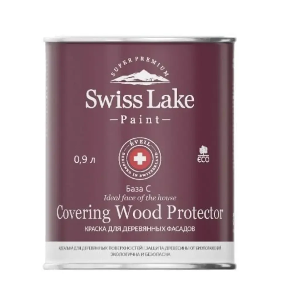 Матовая водно-дисперсионная краска для деревянных фасадов Swiss Lake Covering Wood Protector база C 0,9 л 00-00008915-09