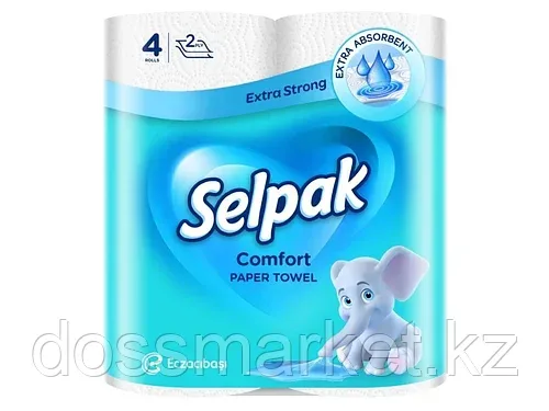 Полотенца бумажные Selpak с рисунком, 2-х слойные, 4 рулона в упаковке