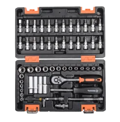 Набор инструментов, 1/4", CrV, пластиковый кейс 57 предметов Вихрь