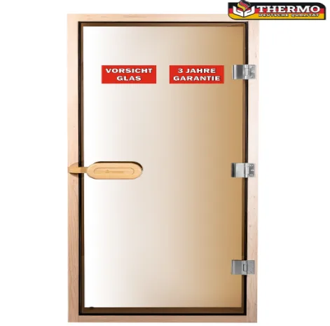 Дверь для сауны THERMO "Bronze" с порогом, 190*70см, дверной короб канадская тсуга (Hemlock) 50*90мм, стекло 8 мм, 3 навеса, дер р