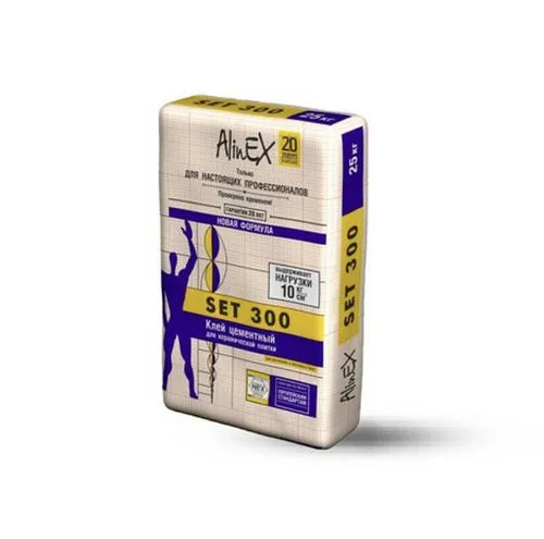 Alinex «SET 300» плиточный цементный клей для керамической плитки, 25кг.