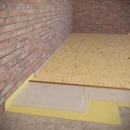 Звукоизоляционный пол с применением Вибростек-V300 (1 слой) под сборной стяжкой из элементов пола Rigidur
