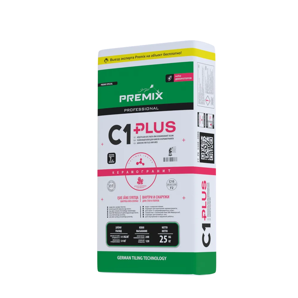 Premix C1 PLUS клей для керамической плитки и керамогранита (25 kg)