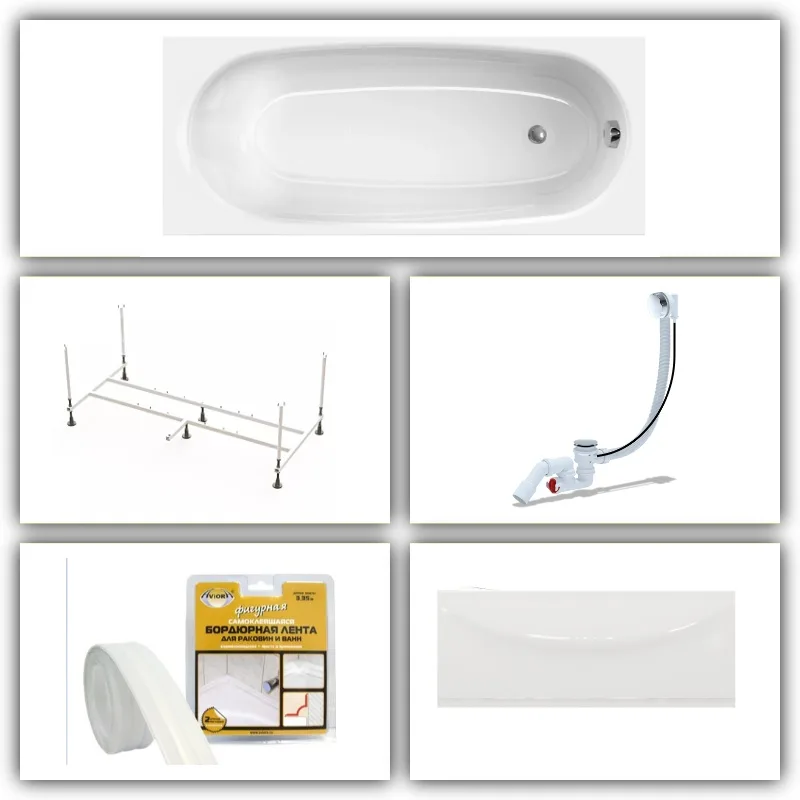 Комплект Ванна Domani-Spa Standard 1700*700*410 (КАРКАС + ЭКРАН + СИФОН + лента бордюрная 38*335 мм LUX FULL