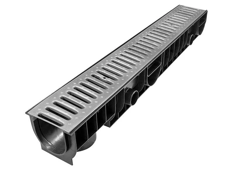 Лоток Ecoteck STANDART 100.125 h129 с решеткой стальной, кл.А15