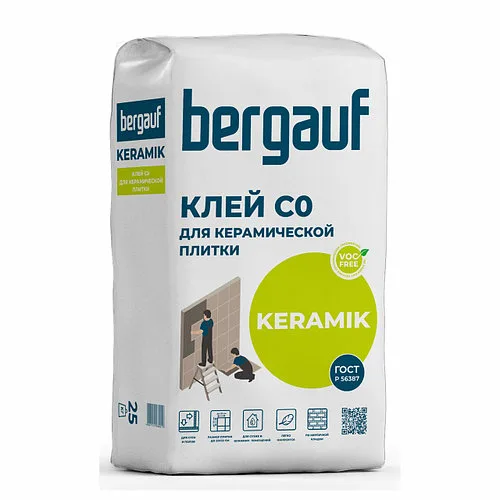 Клей KERAMIK для керамической плитки 25 кг Bergauf