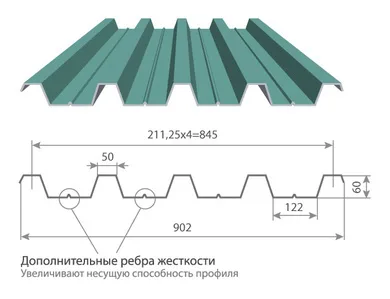 Профилированный лист Н-60х845