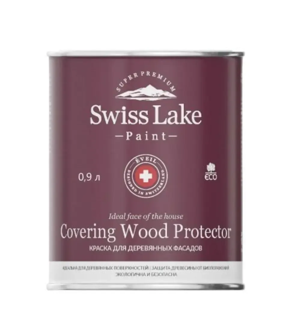 Матовая водно-дисперсионная краска для деревянных фасадов Swiss Lake Covering Wood Protector база А 0,9 л 00-00008914-09