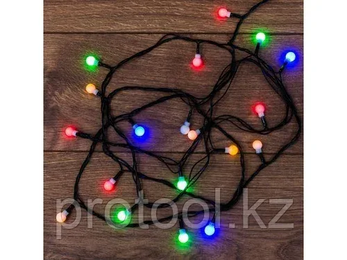Гирлянда светодиодная "Цветные Шарики" 2,8 м, 20 LED мультиколор, темно-зелен. ПВХ NEON-NIGHT (с контроллером,