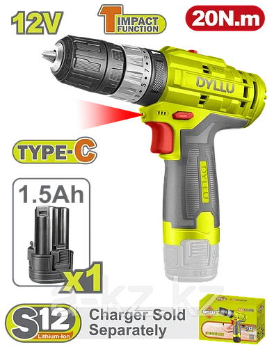 Универсальная Ударная Дрель-Шуруповерт 12V DYLLU (1x1.5Ач)