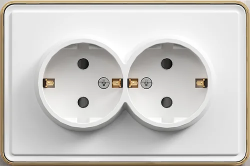 Розетка 2-я, с/з, с/у, Белый, серия SAKURA, (TEKLED Electric)100/10