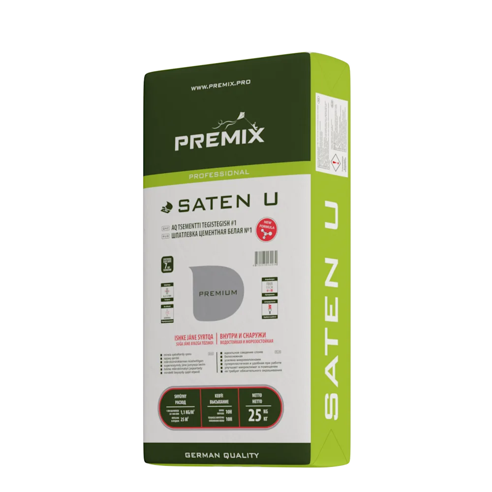 Premix Saten Universal ФИНИШНАЯ ЦЕМЕНТНАЯ ШПАКЛЕВКА (25кг)