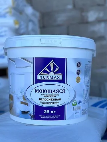 Водно-дисперсионная акриловая краска моющаяся интерьерная NURMAX 25кг