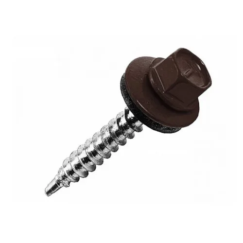 Шуруп кровельный окрашенный 4.8*30 RAL8017 (150/3600) Шоколадно-коричневый