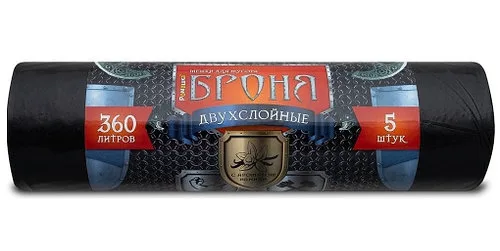 Мешки для мусора 360л.5шт. без завязок ПВД 60мкр Черный (Арт.ВР0015)