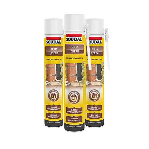 Зимняя монтажная пена SOUDAL ОКНА-ДВЕРИ 45, 750мл.