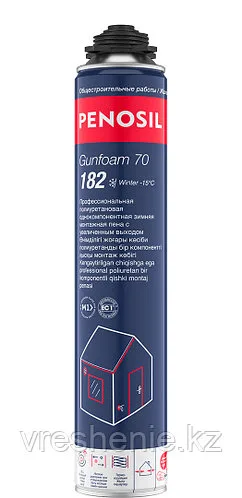 Монтажная пена Penosil Gunfoam 70 182 профессиональная с увеличенным  выходом зимняя 850 мл, , зима, до -15°C