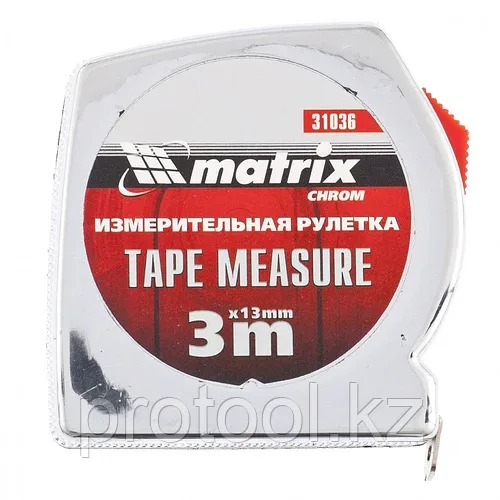 Рулетка Chrom, 3 м x 13 мм, хромированный корпус// MATRIX
