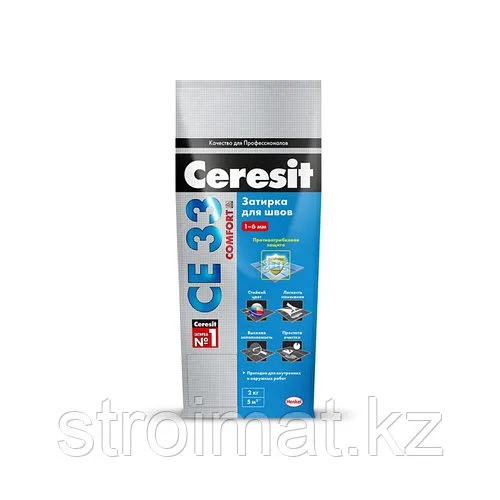 Затирка для швов цвет Серый,2кг CERESIT (Церезит) CE-33 Comfort Цветная